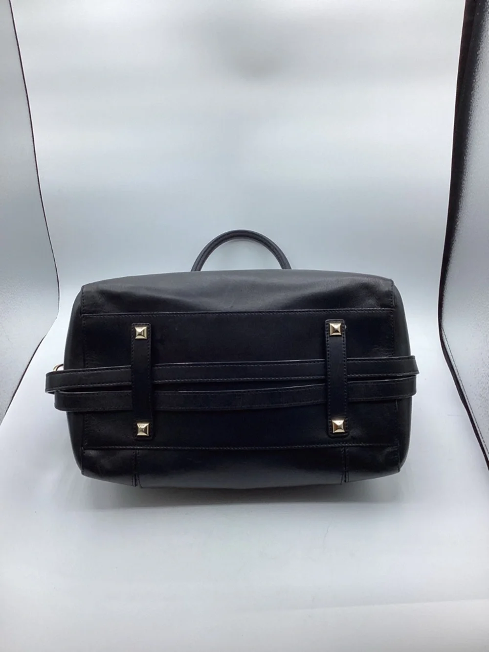 henri bendel Black Leather Satchel with Gold Hardware